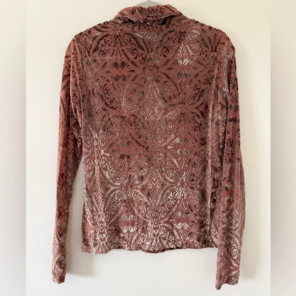VICI Tessy Velvet Burnout Boho Printed Turtle Neck size mauve pink size XL - Picture 11 of 11